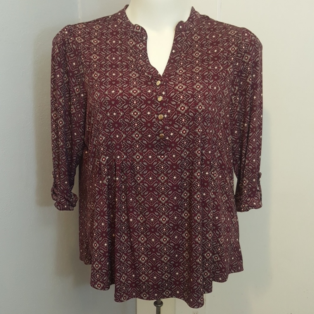 Dress Barn Burgundy Patterned Blouse - 2x